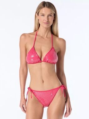 Vince Camuto Pink Sequin Triangle Bikini